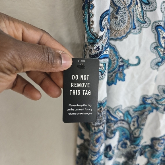 $70 Express Paisley BabyDoll Dress Women Sz S Blue White Sleeveless Coastal - Picture 12 of 14